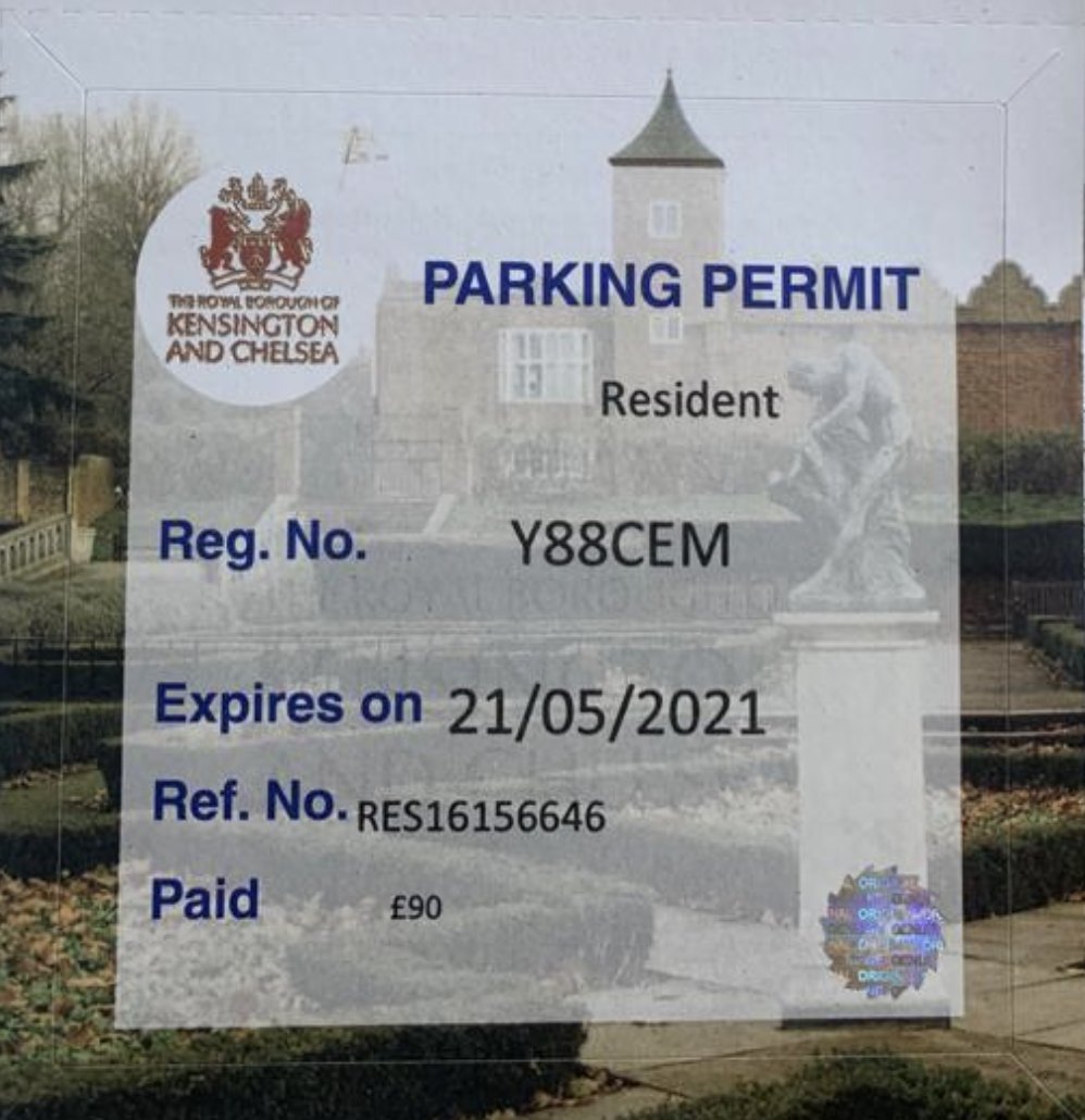 An old paper resident parking permit — the system before digital reform